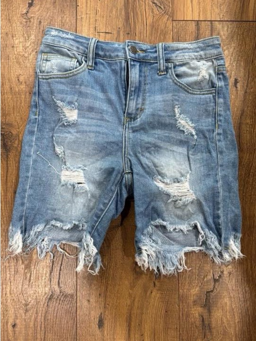 Cello Light Blue Distressed Denim Jean Shorts